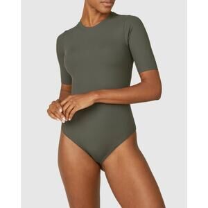 Spanx Suit Yourself-Ribbed Crewneck Bodysuit Womens 1X‎ Green Short Sleeve